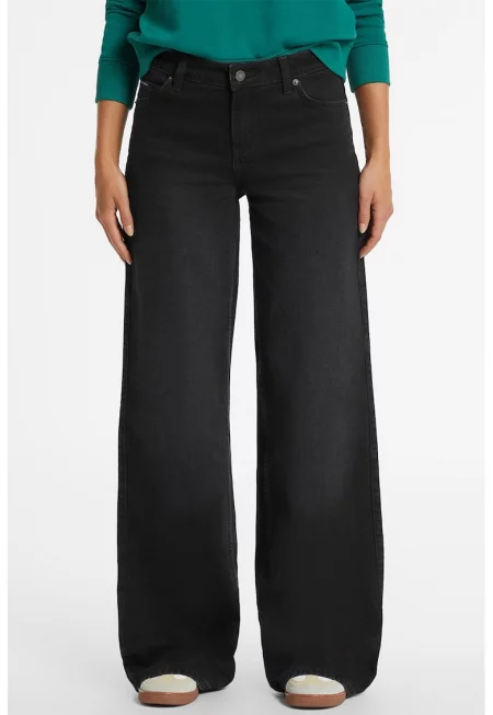 Guess - Дънки с висока талия и широк крачол - Антрацитно сиво