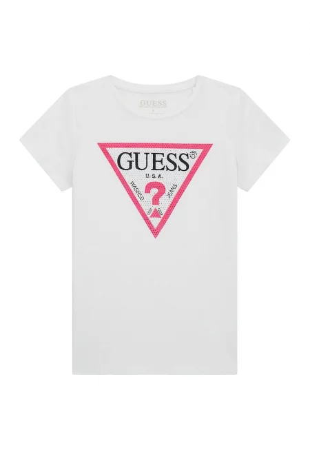 Guess - Тениска с лого и декоративни камъни