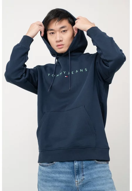 Худи с памук с бродирано лого - Ултрамарин синьо/Тъмносин