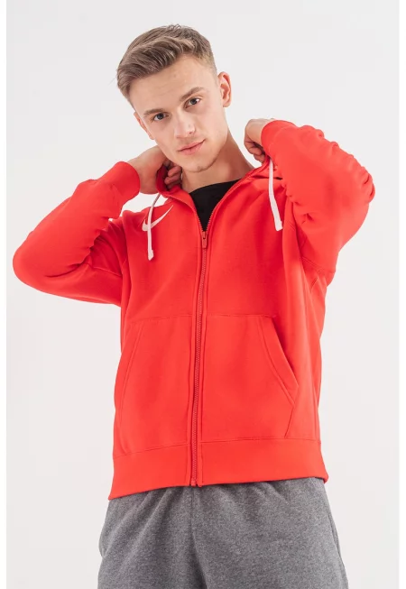 Худи с цип и джобове - Червен