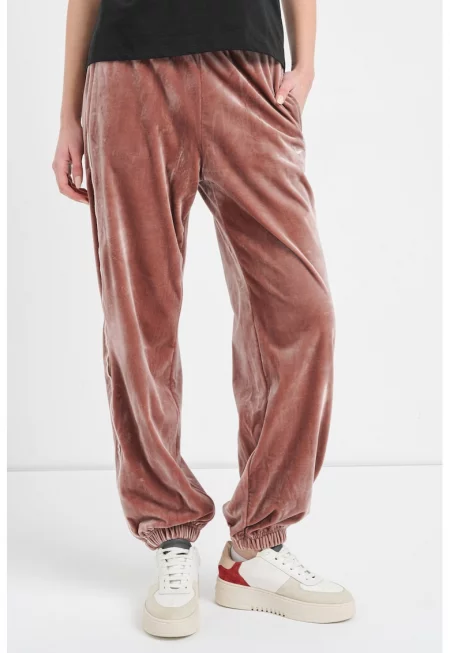 Кадифен спортен панталон - Прашно розово