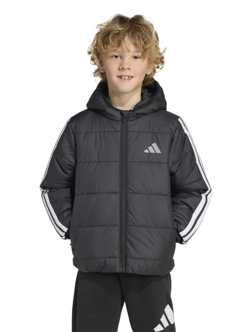 Капитонирано зимно яке с качулка - Черен