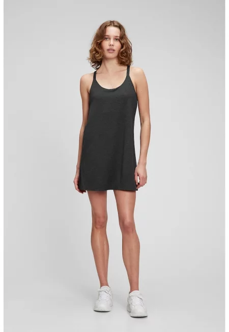 Къса рокля с овално деколте - Черен