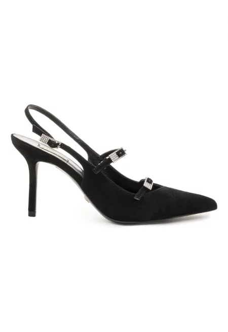 Keesha Suede Shoes With Decorative Buckles - Черен