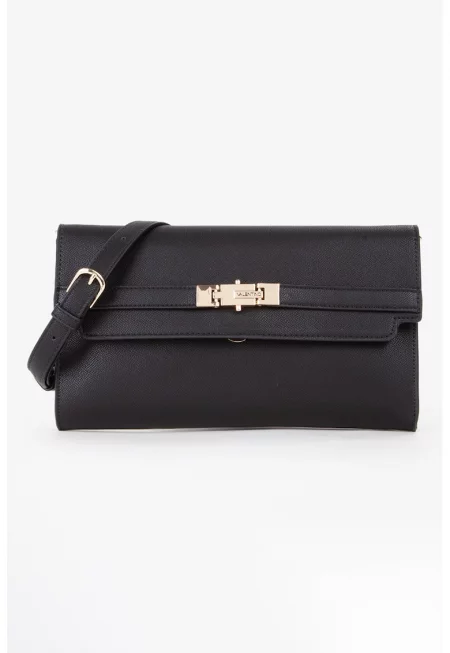 Клъч от еко кожа и отделяща се презрамка - Черен