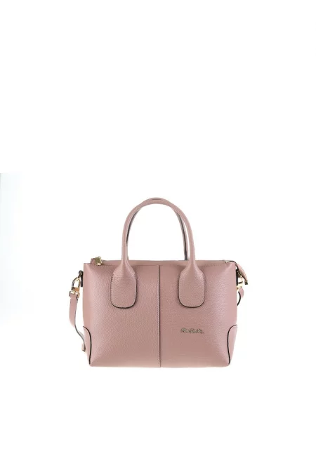 Кожена шопинг чанта Silvana - Тъмнорозов