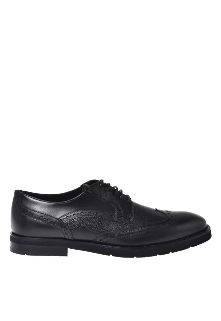Кожени обувки Derby с връзки - Черен