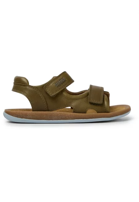 Кожени сандали Bicho 683 с велкро - Тъмнозелена маслина