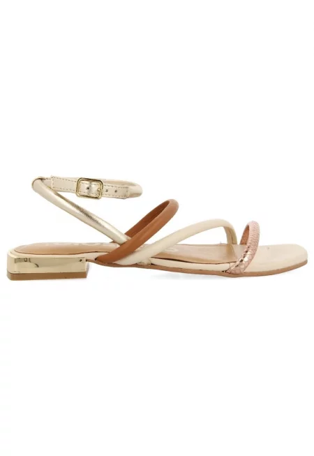 Кожени сандали с каишки - Мръснобял