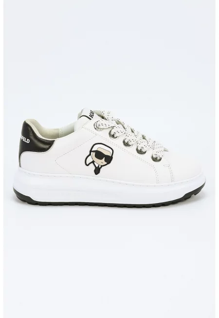 Кожени спортни обувки с лого - Черен/Мръснобял