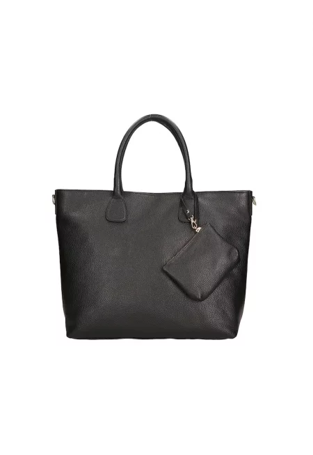 Leather Shopper Bag With Small Pouch