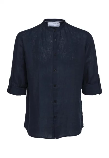 Мъжка риза -  301856832 - Лен - Тъмносин