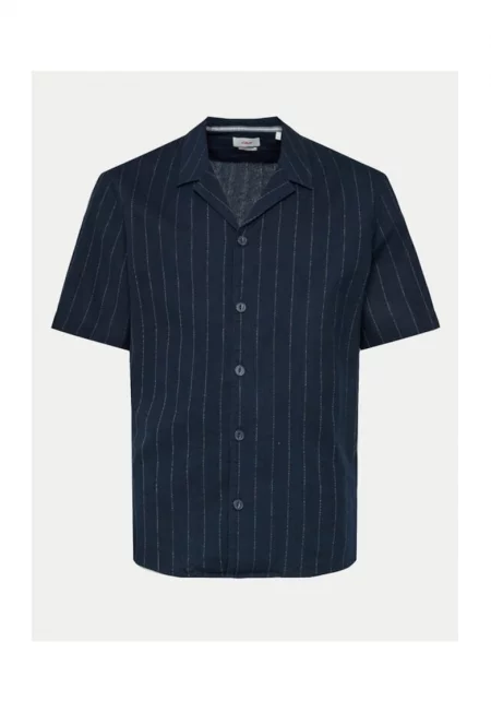 Мъжка риза -  554835 - Тъмносин - Лен