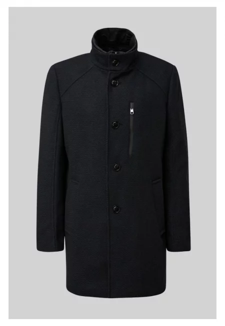 Мъжко палто  от вълнена смес - двуредно закопчаване - тъмносин - Тъмно морско синьо