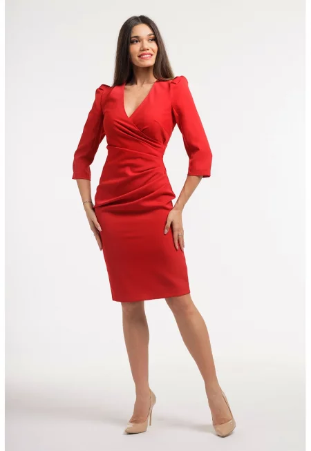 Миди рокля по тялото с шпиц