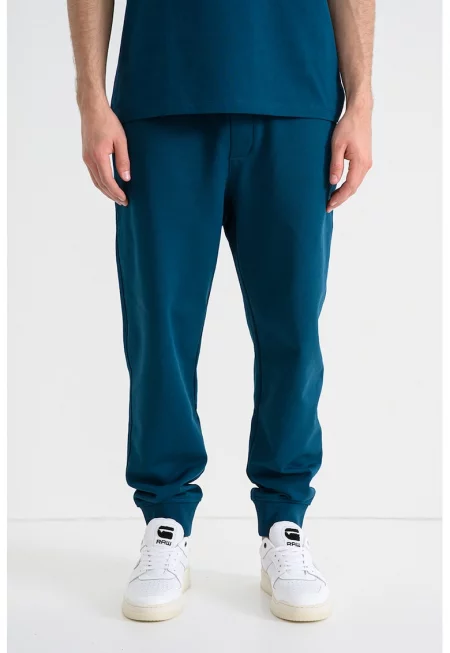 Памучен спортен панталон с връзки - Петролно синьо