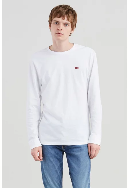 Памучна блуза с лого - Бял