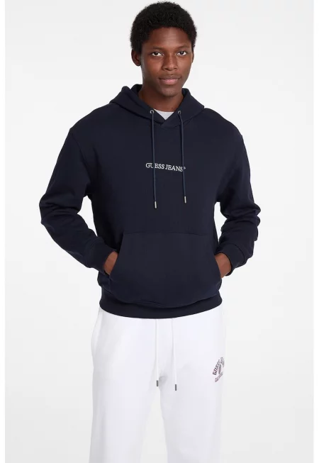 Памучно худи с лого - Ултрамарин синьо/Бял