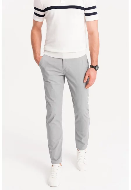 Панталон с джобове встрани - Светло сив
