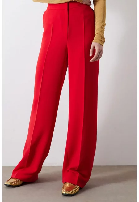 Панталон с висока талия - Аленочервен