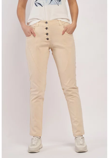 Панталон с висока талия - Бежов