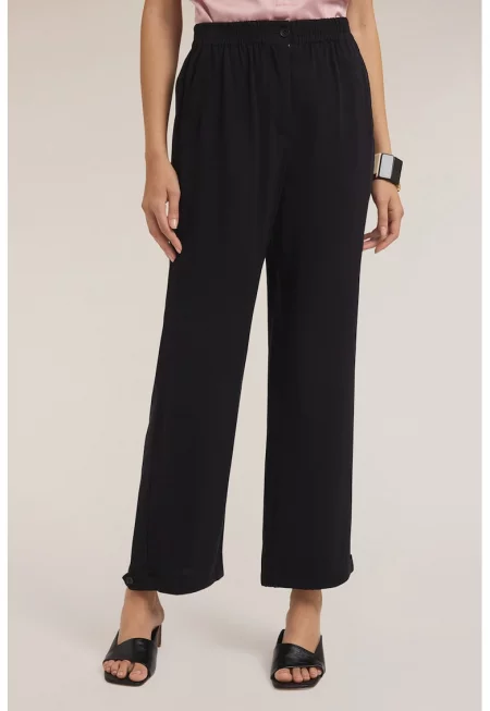 Панталон с висока талия - Черен