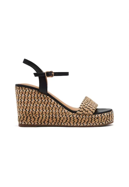 Полускосени сандали от еко кожа - Черен