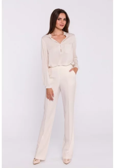 Прав панталон с висока талия -  Бял