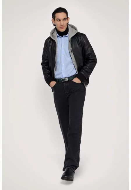 Прави дънки с миди талия - Избеляло черно