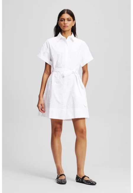 Разкроена рокля с бродирано лого