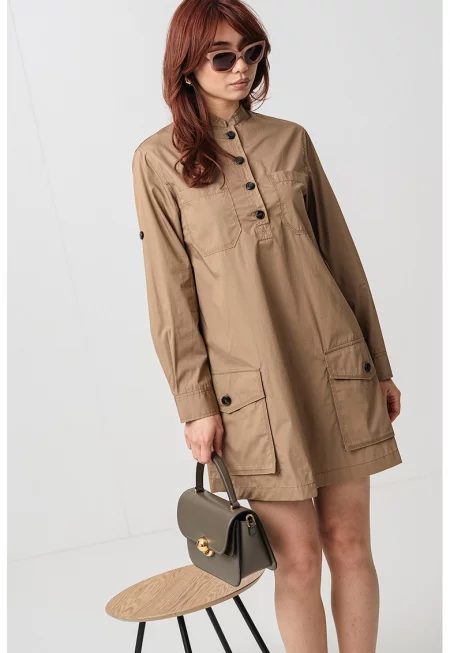 Разкроена рокля с копчета - Карамел