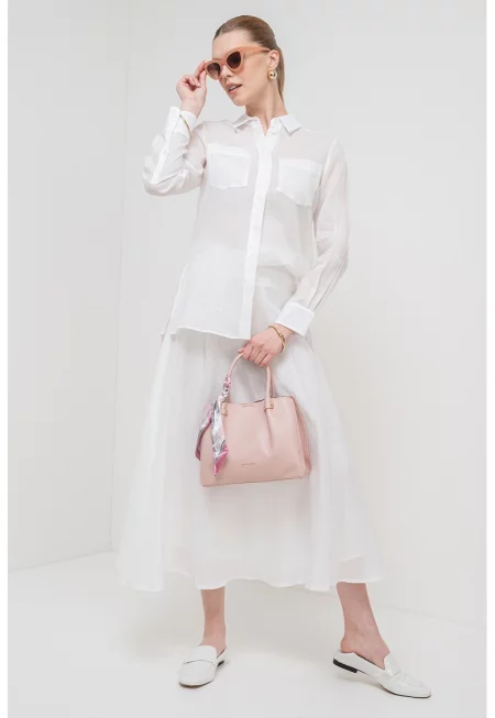 Риза Agamia с джобове на гърдите - Бял