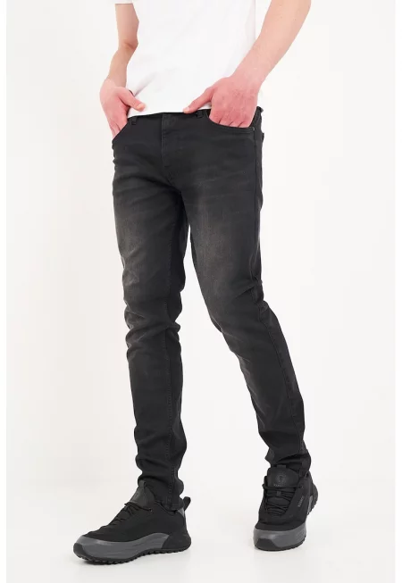 СЛим дънки със средна талия - Черен