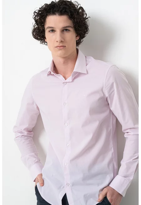 Слим тениска - Бял/Светлорозов