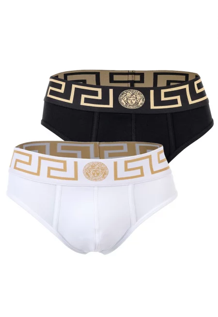 Слипове с лого - 2 чифта - Бял/Черен