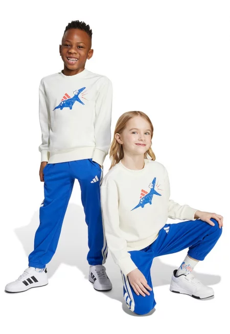 Спортен екип Adiraptor с овално деколте - Бял/Син