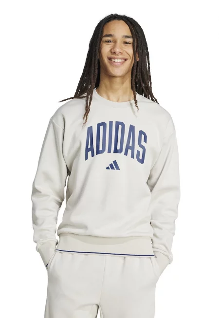 Суитшърт с лого - Бежов/Тъмносин