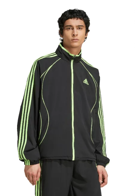 Свободен суитшърт със средновисока яка и цип - Черен/Лайм зелено