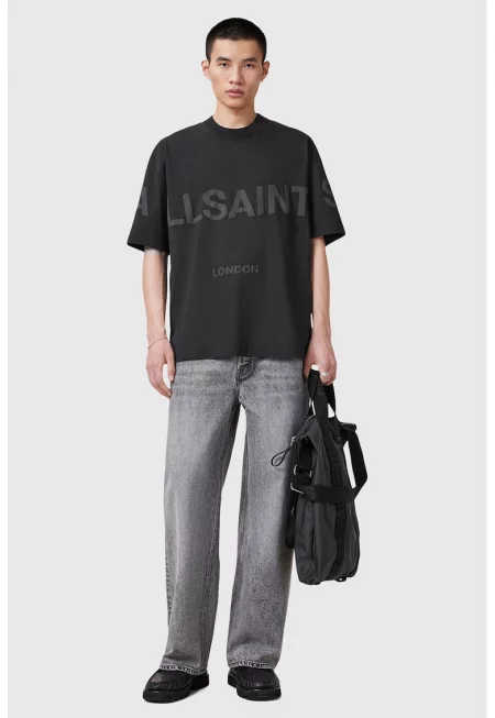 Свободна тениска с лого - Черен