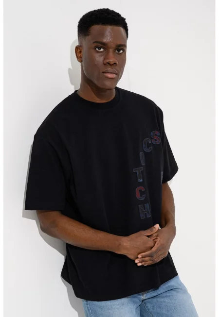 Свободна тениска с лого - Тъмночервен/Антрацитно сиво/Тъмносин