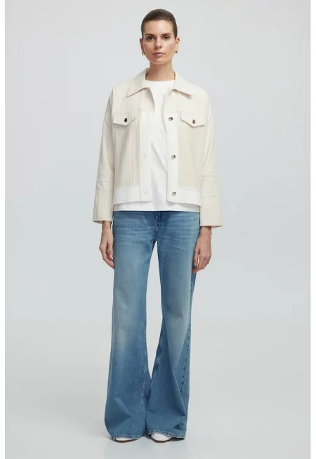 Свободно яке от памук - Крем