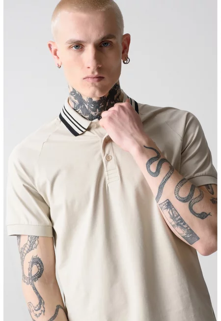 Тениска Paddy с яка и реглан ръкави - Бежов