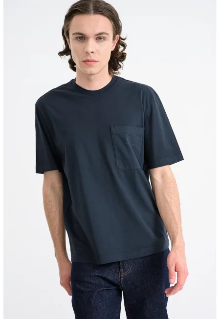 Тениска с лого на гърба - Ултрамарин синьо