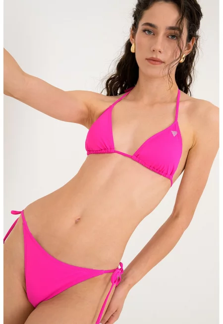 Триъгълно горнище на бански с лого - Фуксия