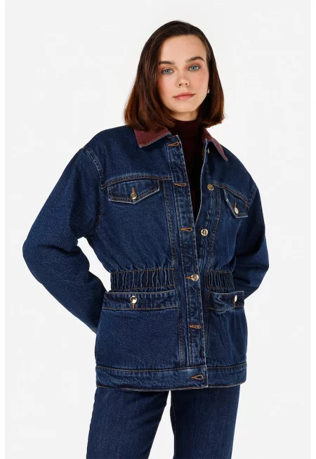 Яке от деним с джобове - Тъмносин