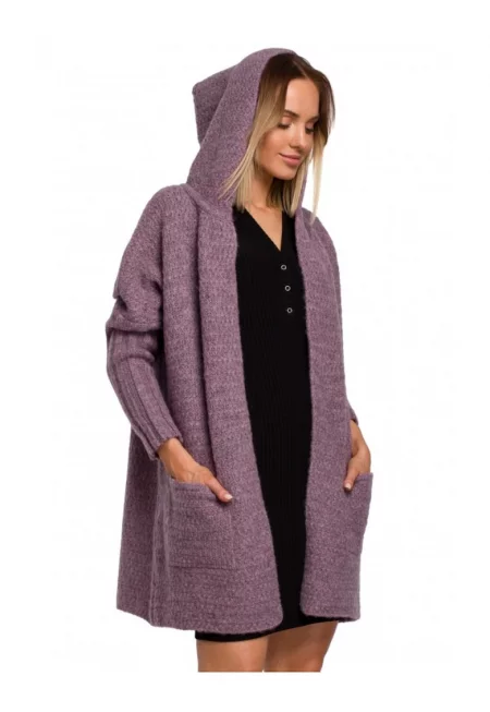 Жилетка с качулка  С полиамид - Вълна - Лилав