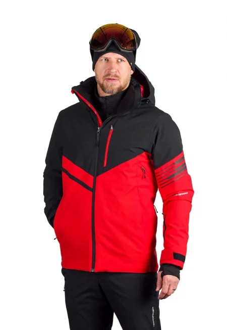 Зимно ски яке Balint с качулка - Червен/Избеляло черно
