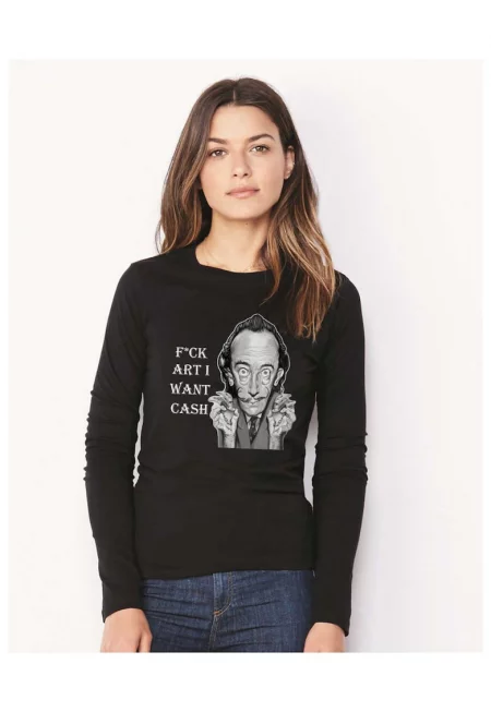888113637-Черна дамска блуза - Dali - I want CASH