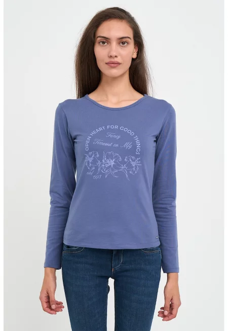 Блуза с принт и овално деколте