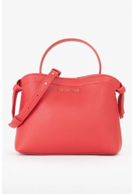 Чанта от еко кожа с метално лого - Аленочервен